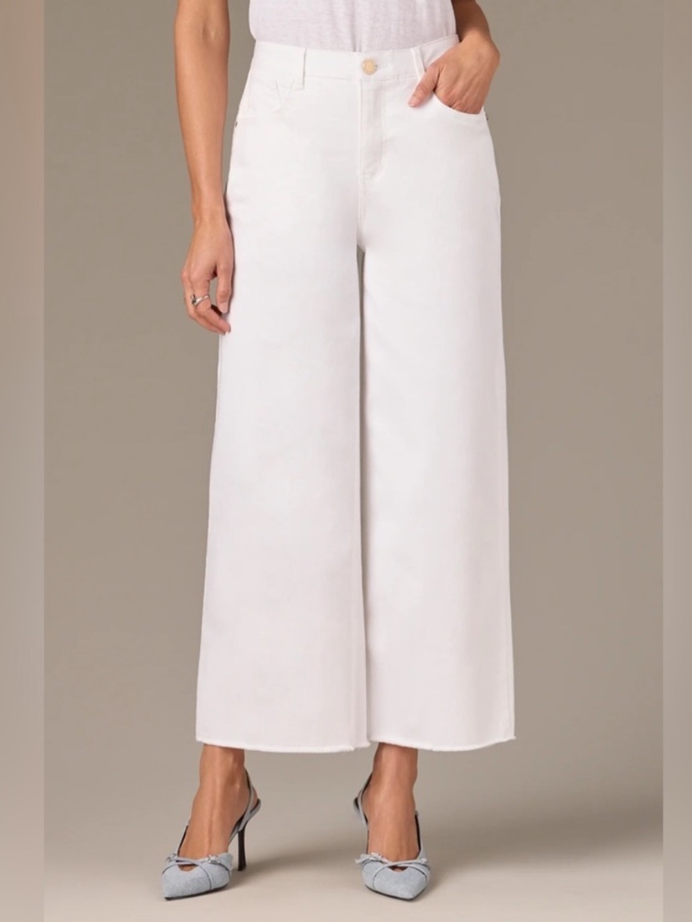 Wit & Wisdom WHITE WYATT SKYRISE FRAY HEM WIDE LEG BOYFRIEND JEANS Plus Size 18